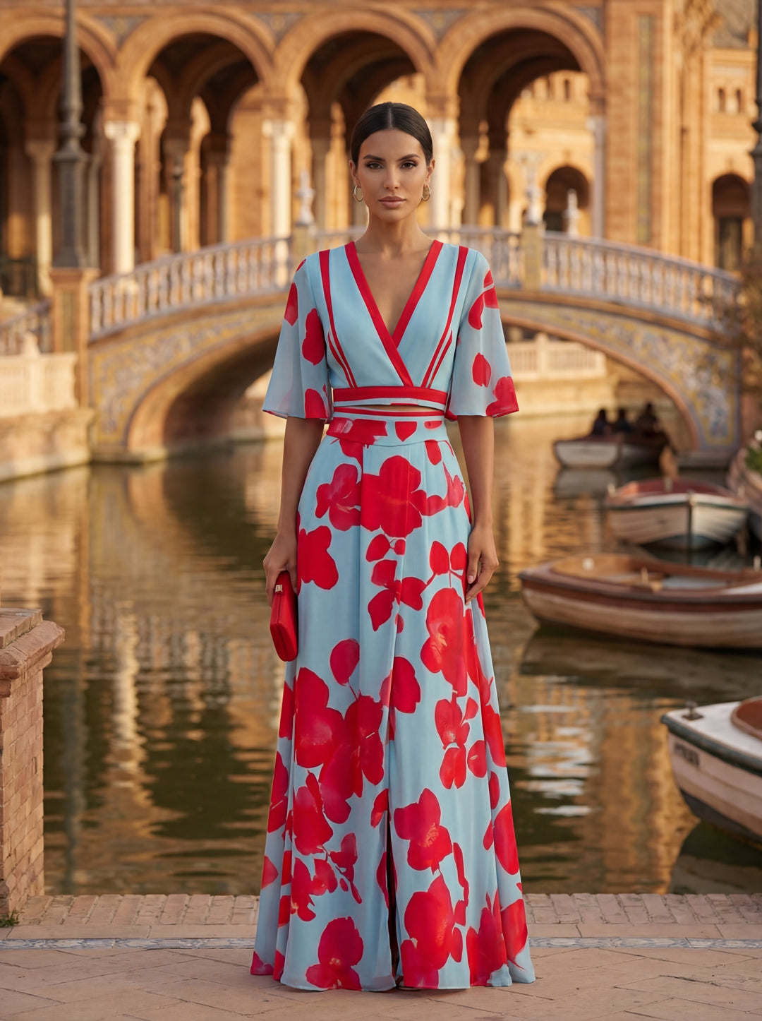 Noelle | Vestido de Primavera Floral con Escote en V - Van Moreau Utrecht