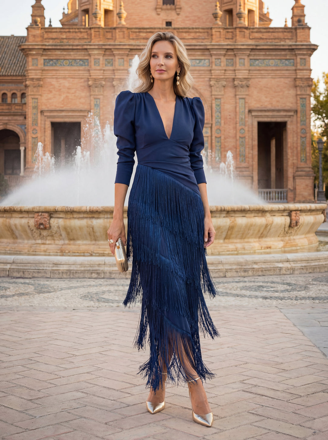Vestido Flecos Salvia - Van Moreau Utrecht