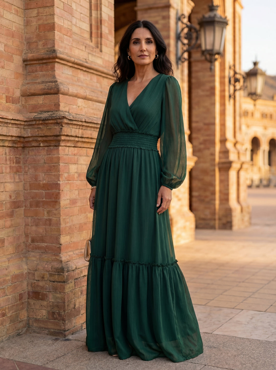 María - Vestido de chiffon con escote en V - Van Moreau Utrecht