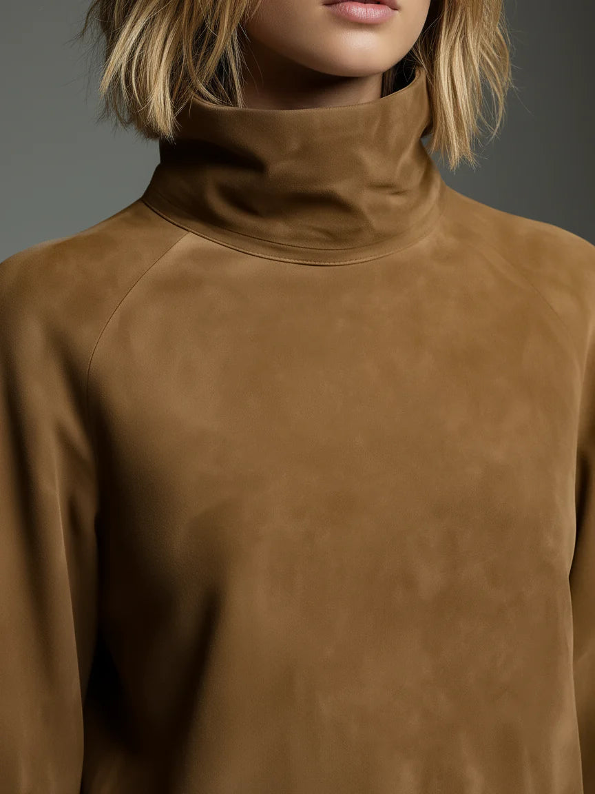 Livia ❘ Vestido mini oversize de ante con cuello alto - Van Moreau Utrecht