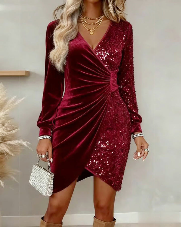Emilia | Vestido Midi Navideño con Escote en V - Van Moreau Utrecht
