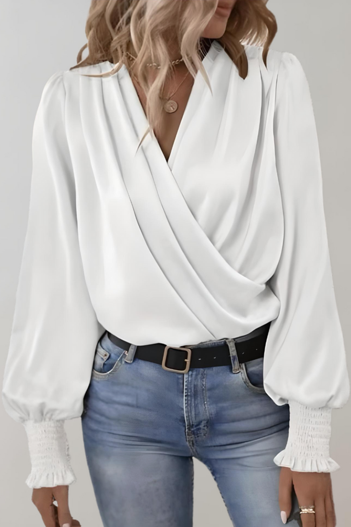 Quinn Blusa Elegante de Manga Larga con Escote en V - Van Moreau Utrecht