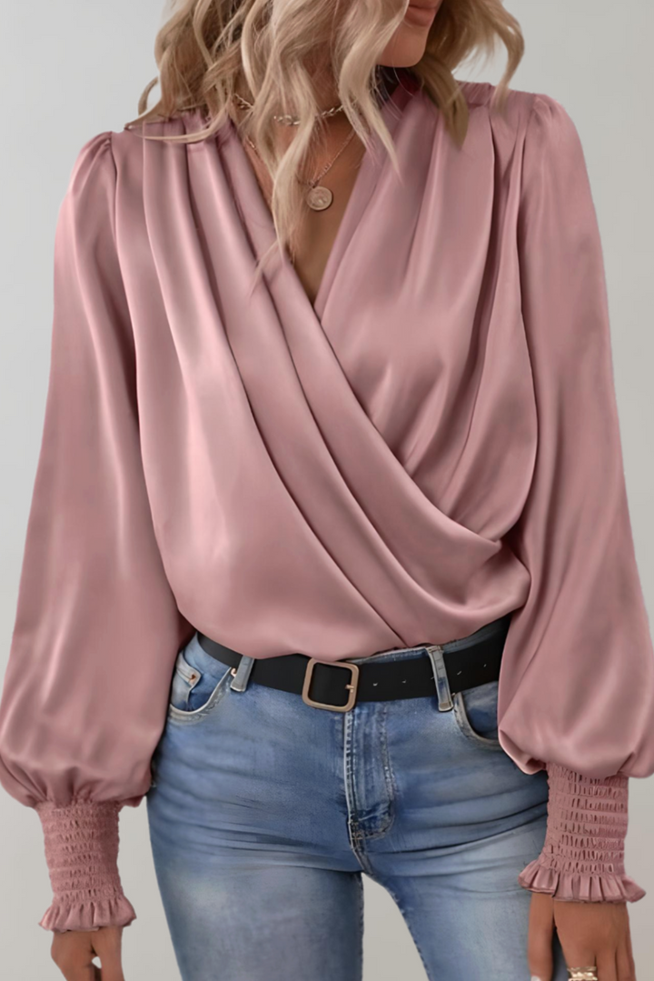 Quinn Blusa Elegante de Manga Larga con Escote en V - Van Moreau Utrecht