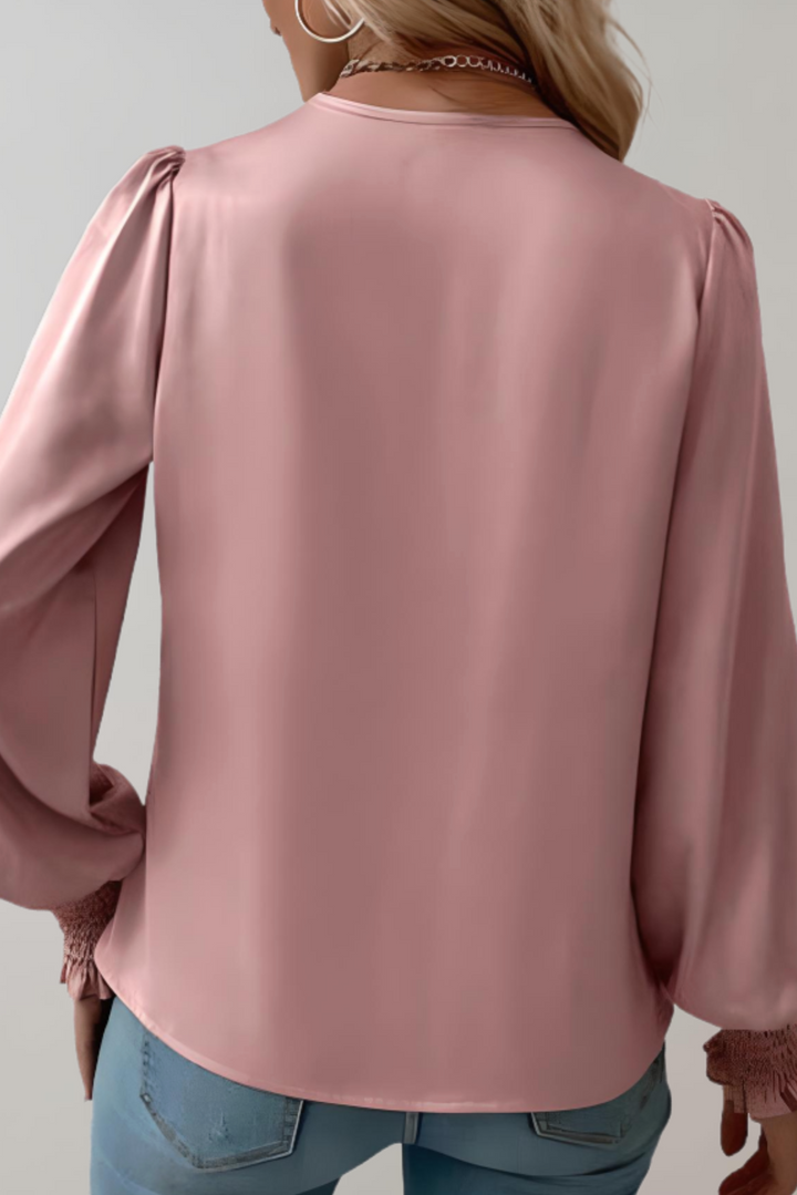 Quinn Blusa Elegante de Manga Larga con Escote en V - Van Moreau Utrecht