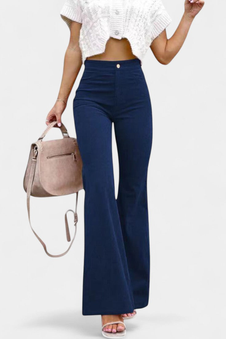 Kiara | Pantalones de Terciopelo de Pierna Ancha de Cintura Alta - Van Moreau Utrecht