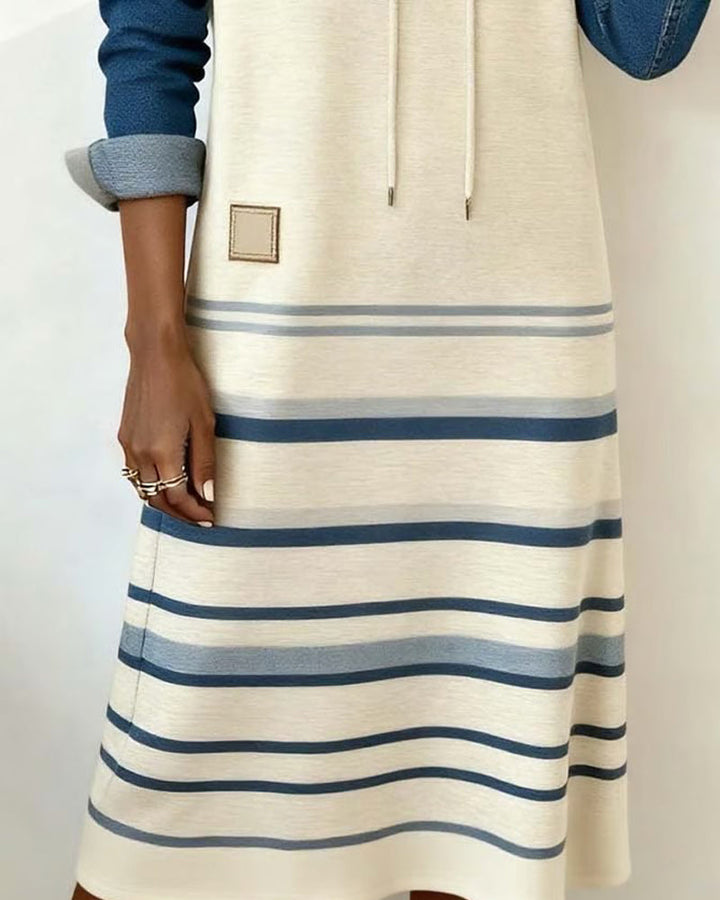 Camila | Vestido con Capucha a Rayas y Mezcla de Colores - Van Moreau Utrecht