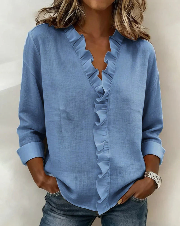 ELENA – BLUSA CON VOLANTES ELEGANTE - Van Moreau Utrecht