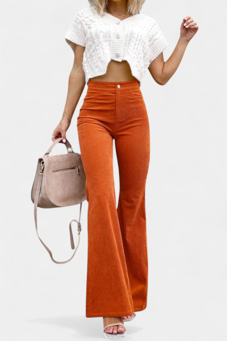 Kiara | Pantalones de Terciopelo de Pierna Ancha de Cintura Alta - Van Moreau Utrecht