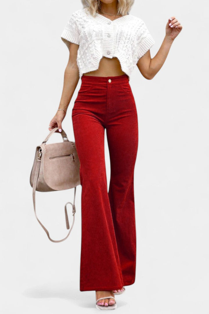 Kiara | Pantalones de Terciopelo de Pierna Ancha de Cintura Alta - Van Moreau Utrecht