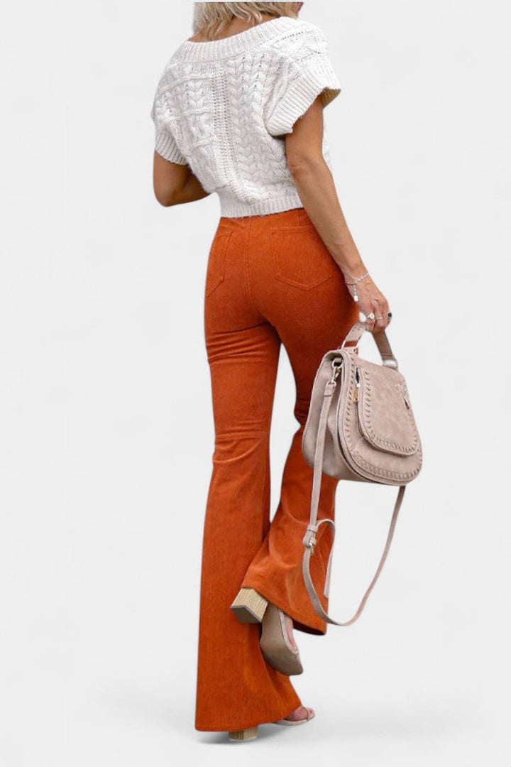 Kiara | Pantalones de Terciopelo de Pierna Ancha de Cintura Alta - Van Moreau Utrecht