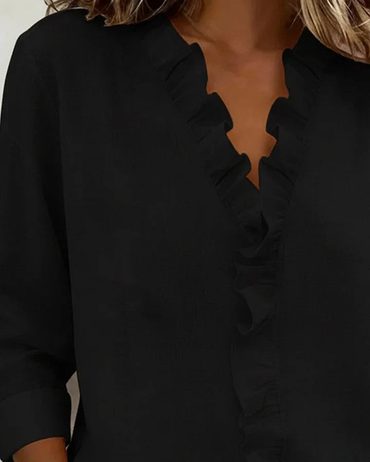 ELENA – BLUSA CON VOLANTES ELEGANTE - Van Moreau Utrecht