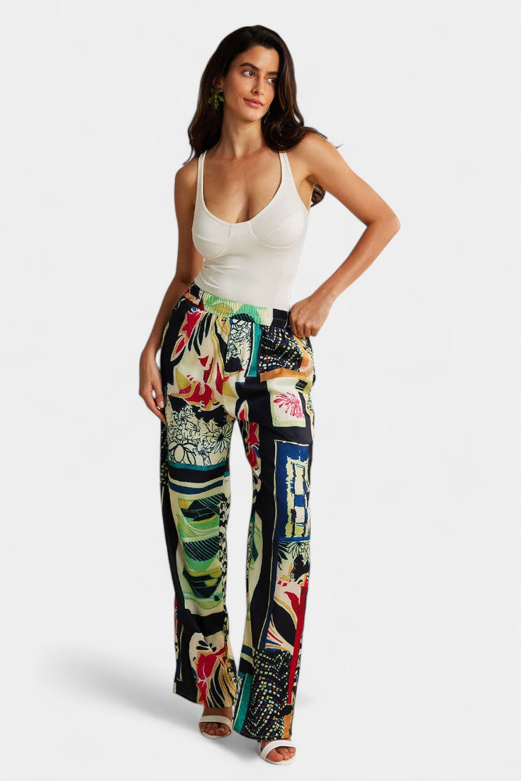 Arce | Pantalones Rectos de Cintura Alta con Estampado Floral - Van Moreau Utrecht