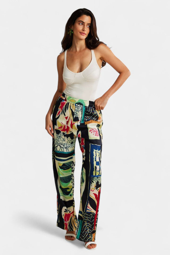 Arce | Pantalones Rectos de Cintura Alta con Estampado Floral - Van Moreau Utrecht