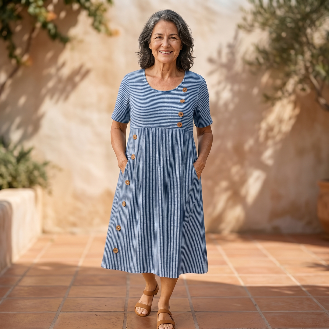 MARTA – VESTIDO MIDI RAYADO - Van Moreau Utrecht