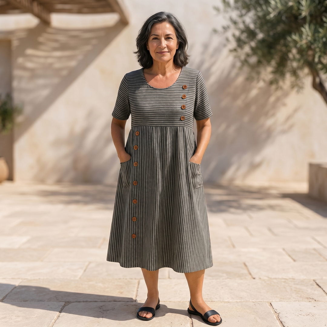 MARTA – VESTIDO MIDI RAYADO - Van Moreau Utrecht
