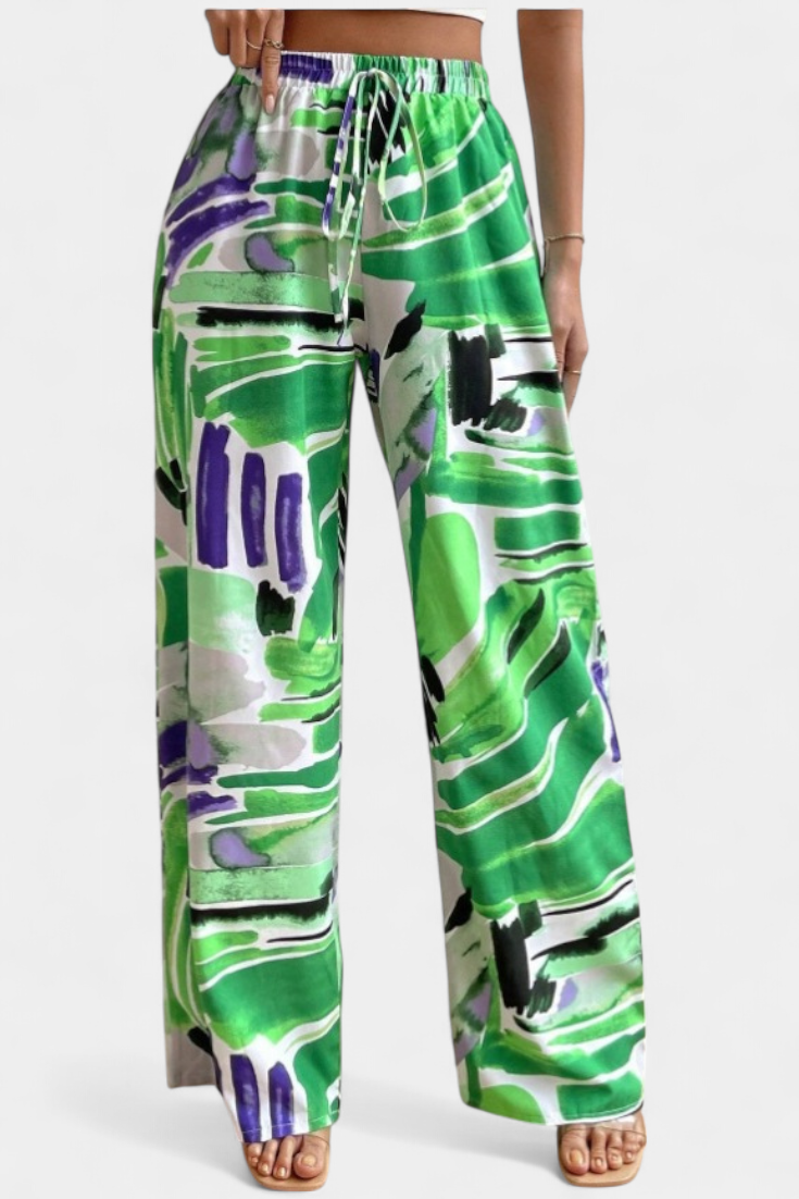 Senda | Pantalones de Pierna Ancha con Estampado Abstracto - Van Moreau Utrecht
