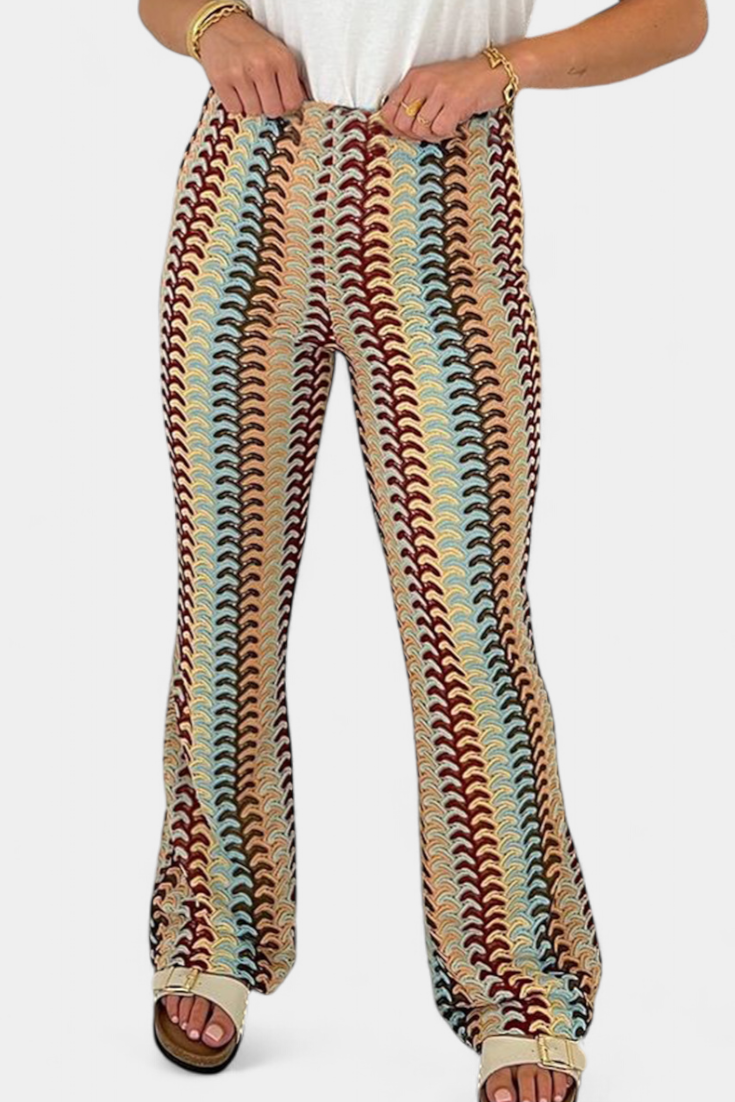 Carlie | Pantalón Acampanado Estampado Retro - Van Moreau Utrecht
