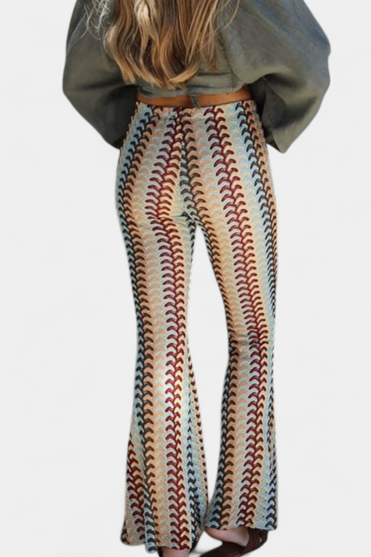 Carlie | Pantalón Acampanado Estampado Retro - Van Moreau Utrecht