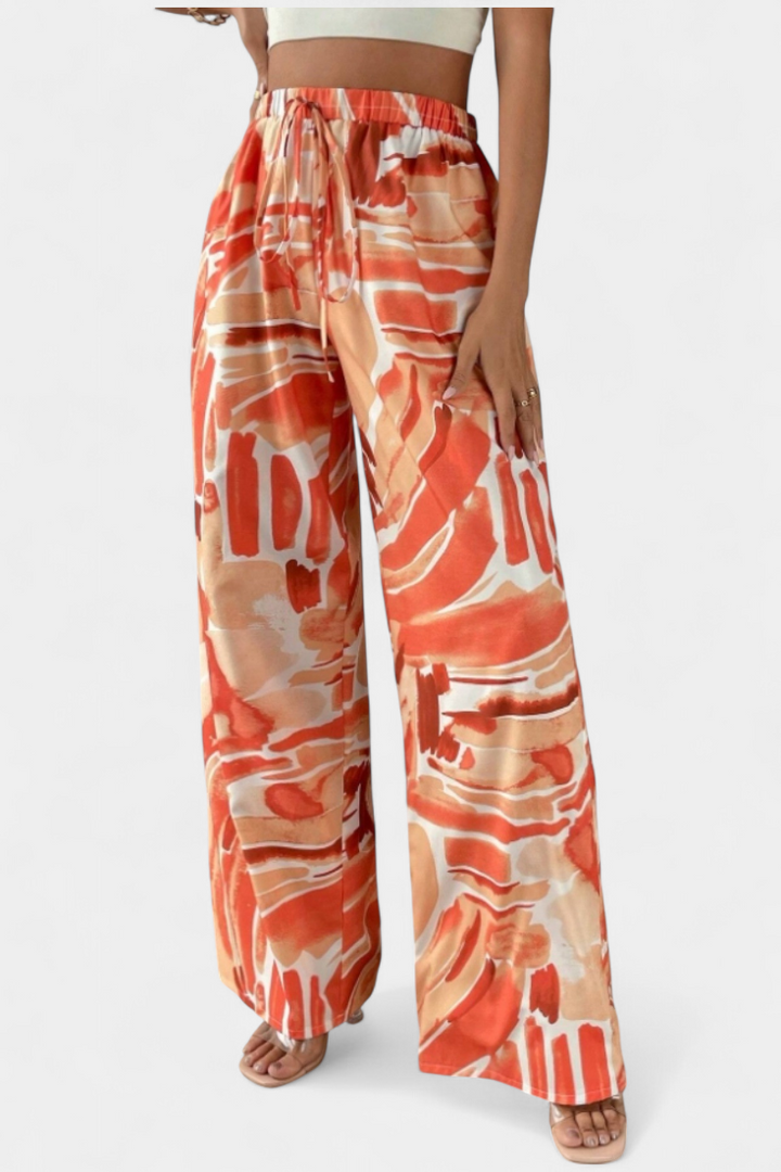 Senda | Pantalones de Pierna Ancha con Estampado Abstracto - Van Moreau Utrecht