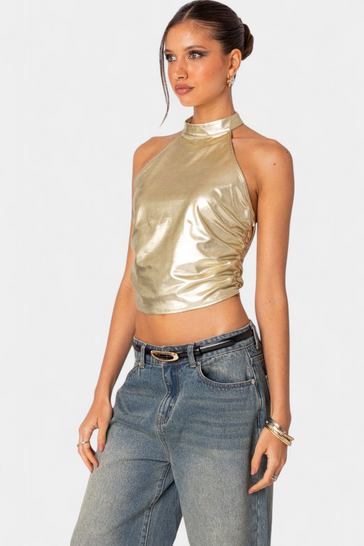 Anna Top Halter Metálico Karter - Van Moreau Utrecht