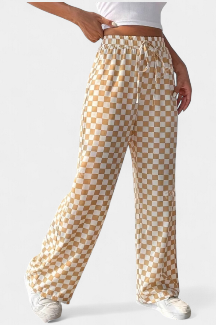 Hilaria | Pantalones de Pierna Ancha con Estampado a Cuadros - Van Moreau Utrecht