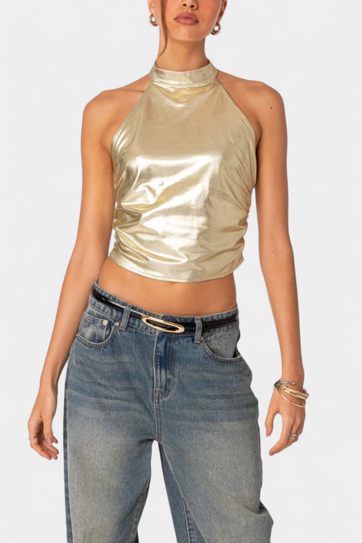 Anna Top Halter Metálico Karter - Van Moreau Utrecht