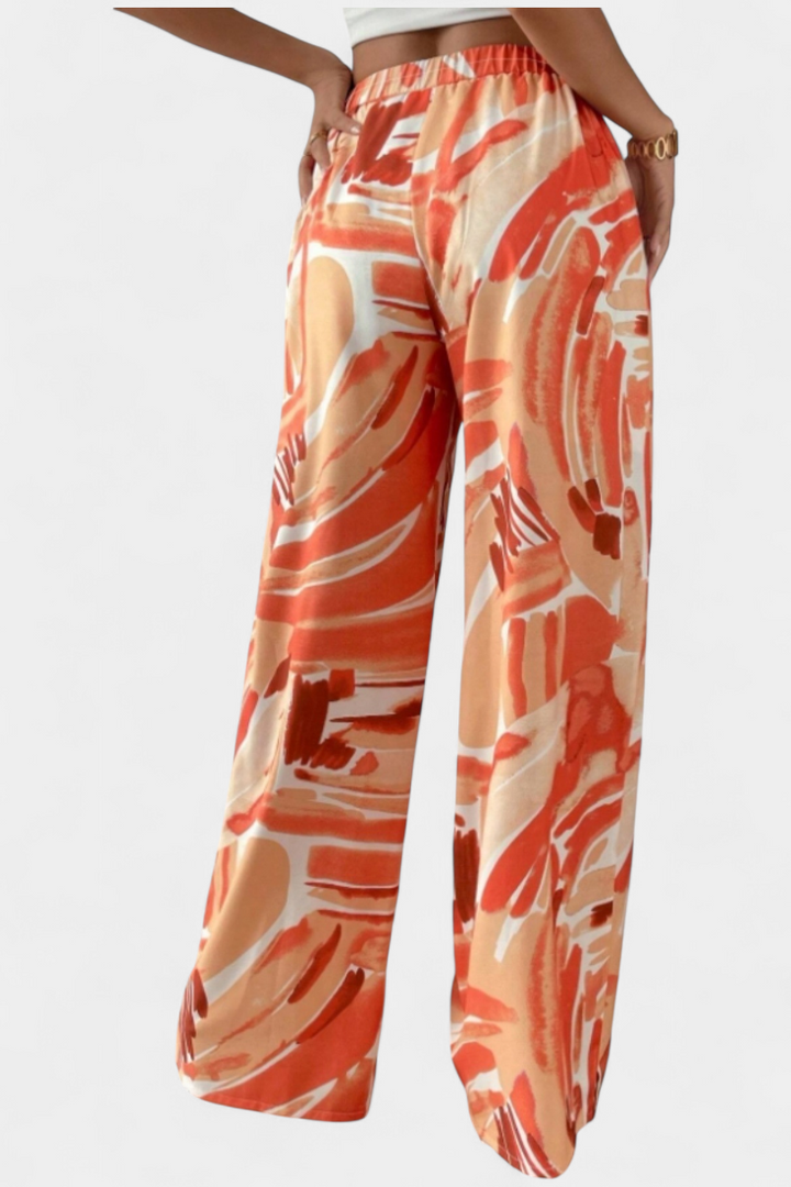 Senda | Pantalones de Pierna Ancha con Estampado Abstracto - Van Moreau Utrecht