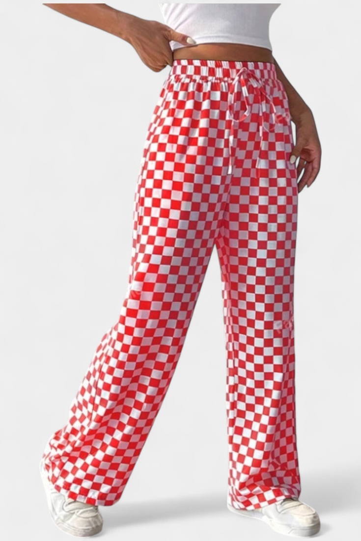 Hilaria | Pantalones de Pierna Ancha con Estampado a Cuadros - Van Moreau Utrecht