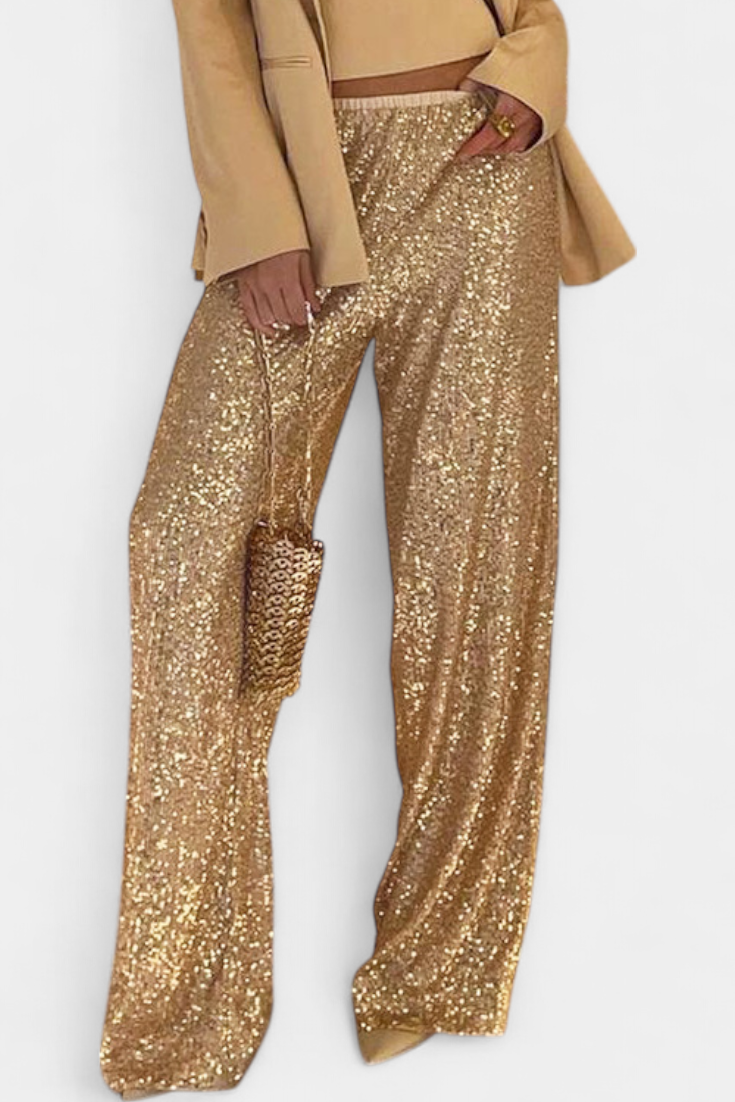 Elva | Pantalones de Lentejuelas de Cintura Alta y Corte Holgado - Van Moreau Utrecht