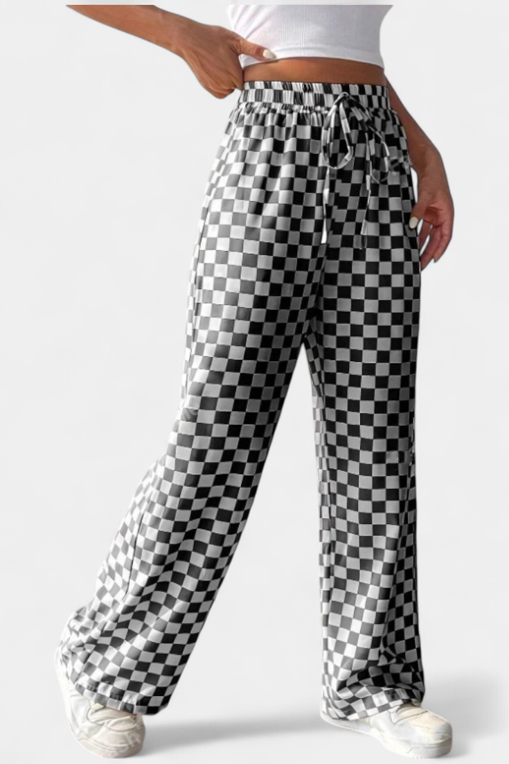 Hilaria | Pantalones de Pierna Ancha con Estampado a Cuadros - Van Moreau Utrecht