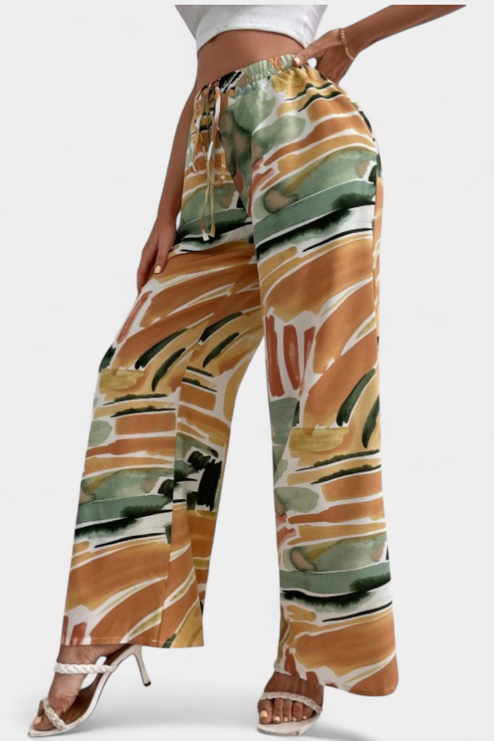 Senda | Pantalones de Pierna Ancha con Estampado Abstracto - Van Moreau Utrecht