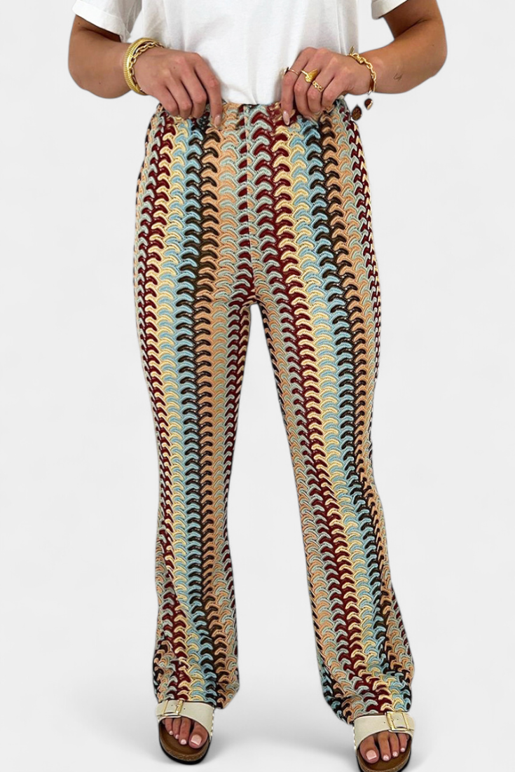 Carlie | Pantalón Acampanado Estampado Retro - Van Moreau Utrecht