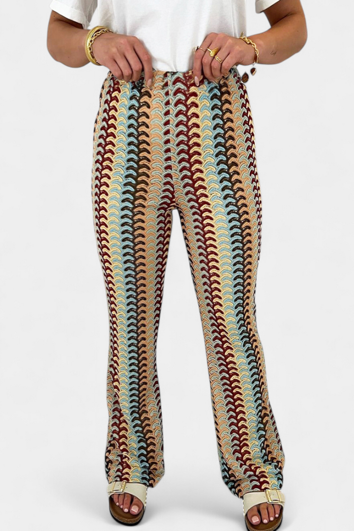 Carlie | Pantalón Acampanado Estampado Retro - Van Moreau Utrecht