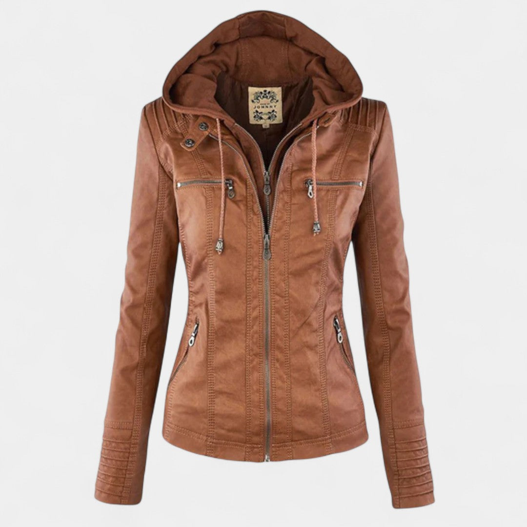 Pia Chaqueta Moderna de Cuero con Capucha - Van Moreau Utrecht