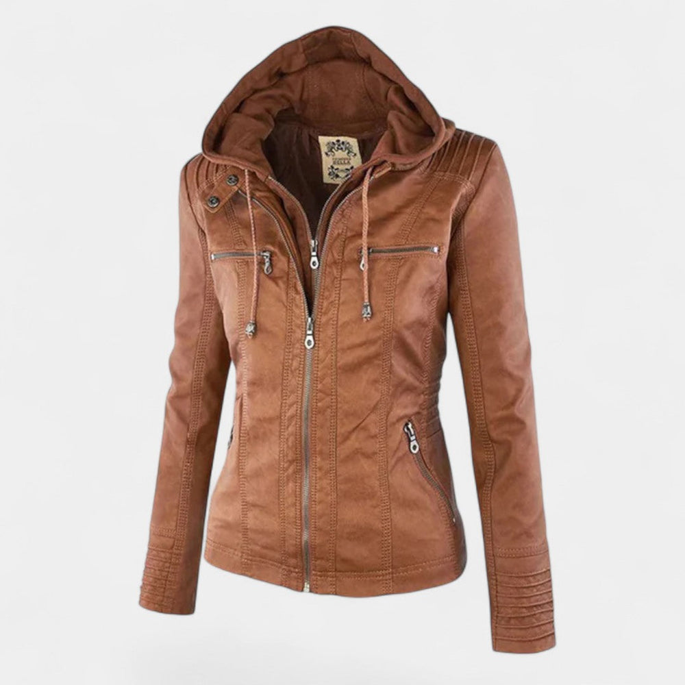 Pia Chaqueta Moderna de Cuero con Capucha - Van Moreau Utrecht