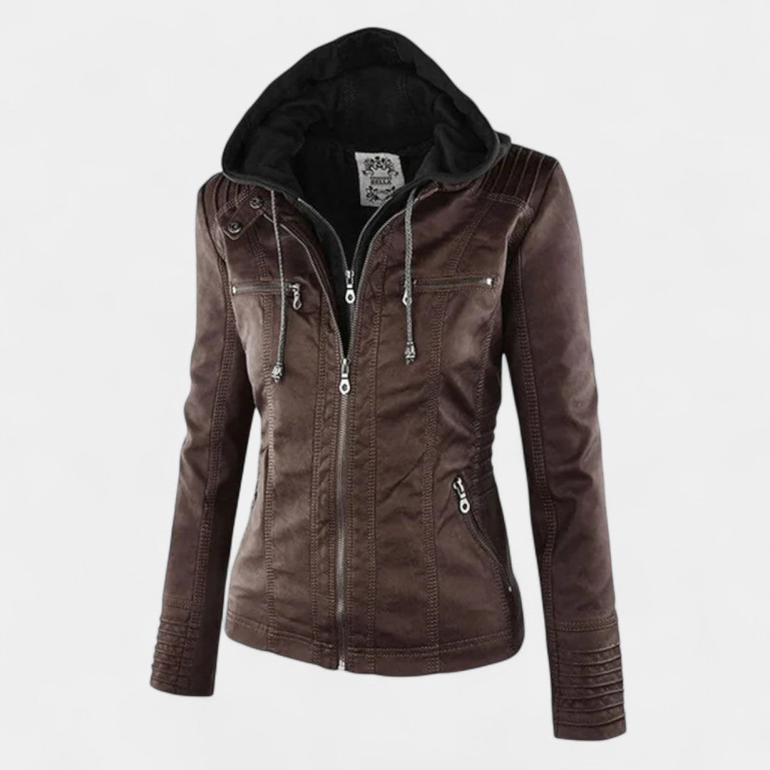 Pia Chaqueta Moderna de Cuero con Capucha - Van Moreau Utrecht