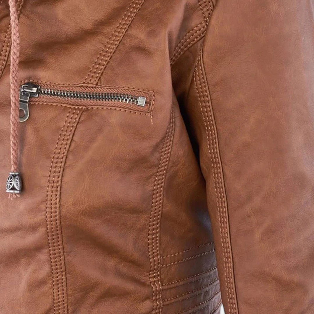 Pia Chaqueta Moderna de Cuero con Capucha - Van Moreau Utrecht