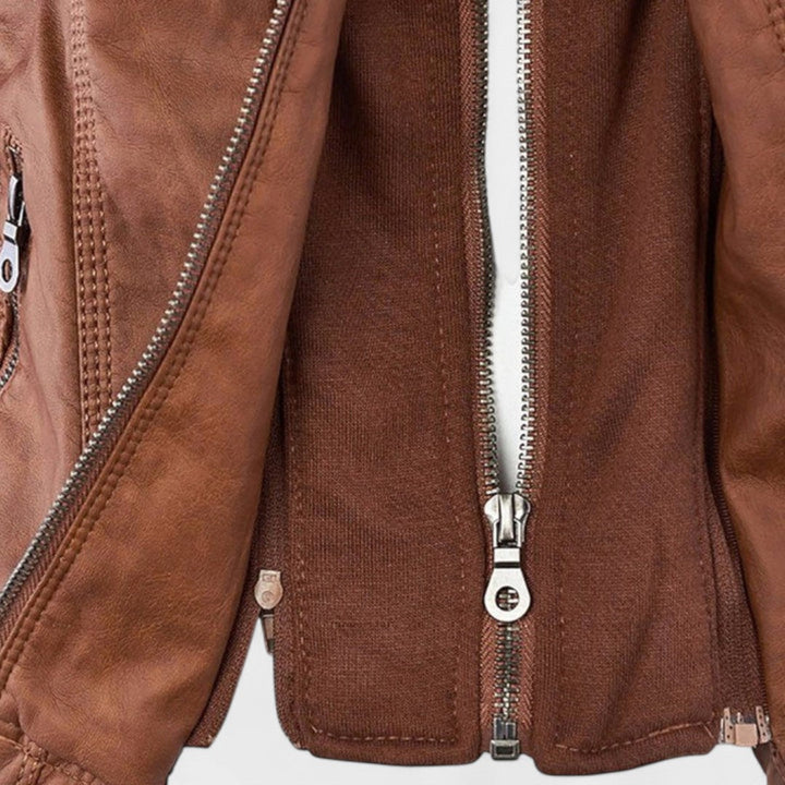 Pia Chaqueta Moderna de Cuero con Capucha - Van Moreau Utrecht