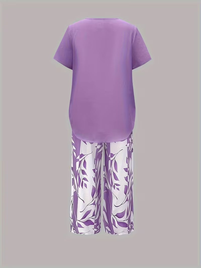 Avy™ | Conjunto de Dos Piezas con Estampado de Hojas Casual - Van Moreau Utrecht