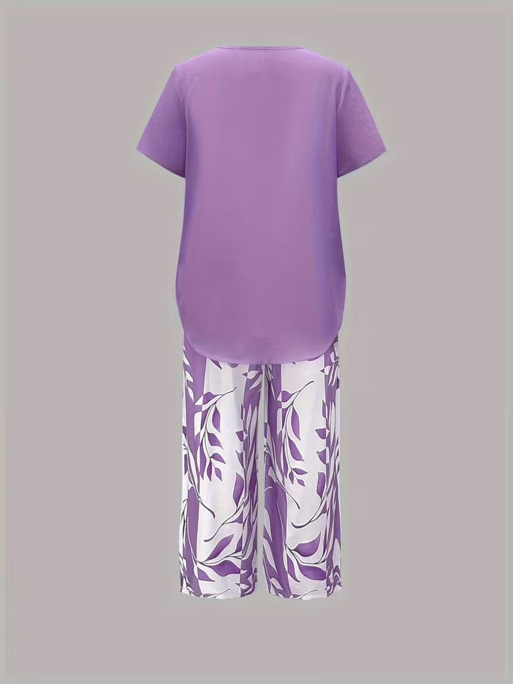 Avy™ | Conjunto de Dos Piezas con Estampado de Hojas Casual - Van Moreau Utrecht