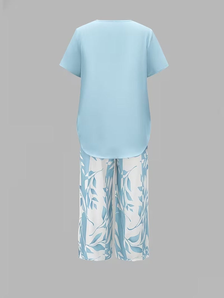 Avy™ | Conjunto de Dos Piezas con Estampado de Hojas Casual - Van Moreau Utrecht