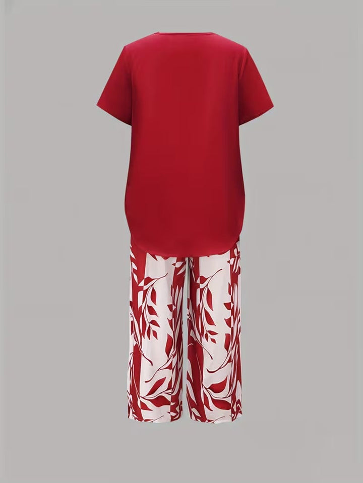 Avy™ | Conjunto de Dos Piezas con Estampado de Hojas Casual - Van Moreau Utrecht