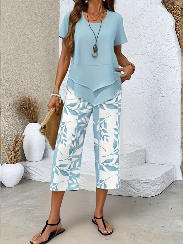Avy™ | Conjunto de Dos Piezas con Estampado de Hojas Casual - Van Moreau Utrecht
