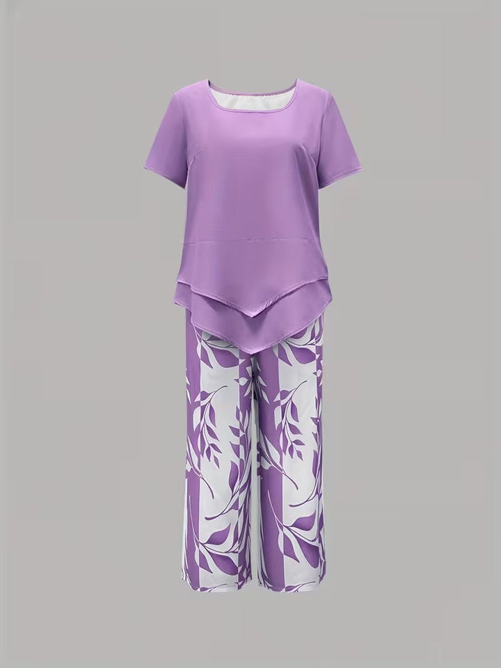 Avy™ | Conjunto de Dos Piezas con Estampado de Hojas Casual - Van Moreau Utrecht