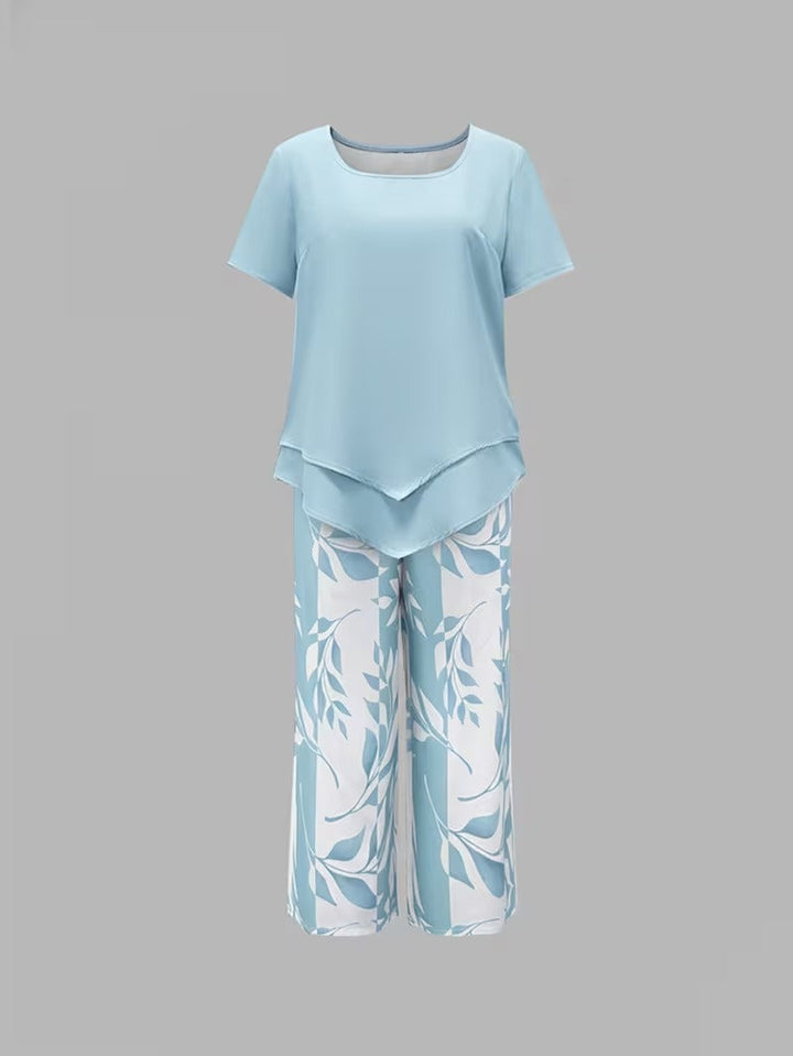Avy™ | Conjunto de Dos Piezas con Estampado de Hojas Casual - Van Moreau Utrecht