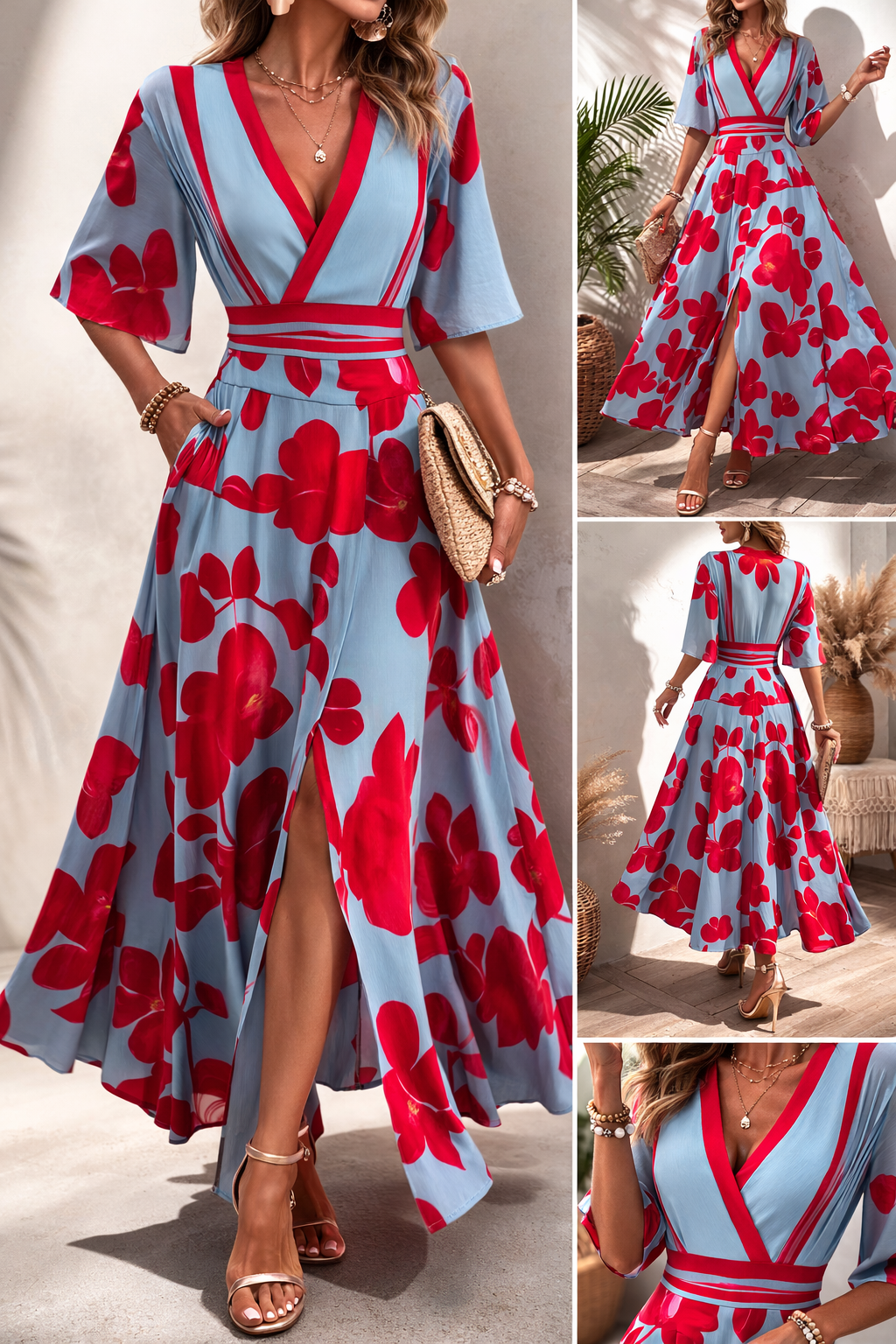 Noelle | Vestido de Primavera Floral con Escote en V - Van Moreau Utrecht