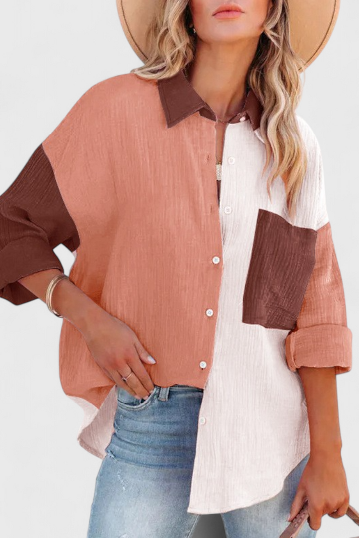 Juniper Blusa de Botones en Bloque de Color - Van Moreau Utrecht