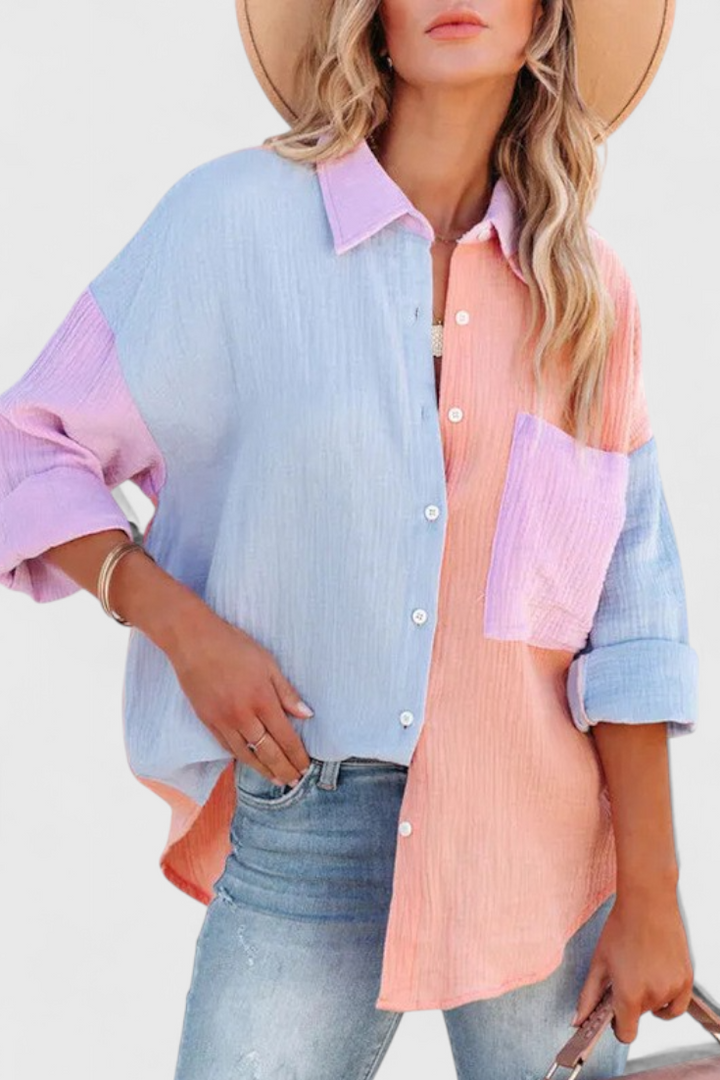 Juniper Blusa de Botones en Bloque de Color - Van Moreau Utrecht