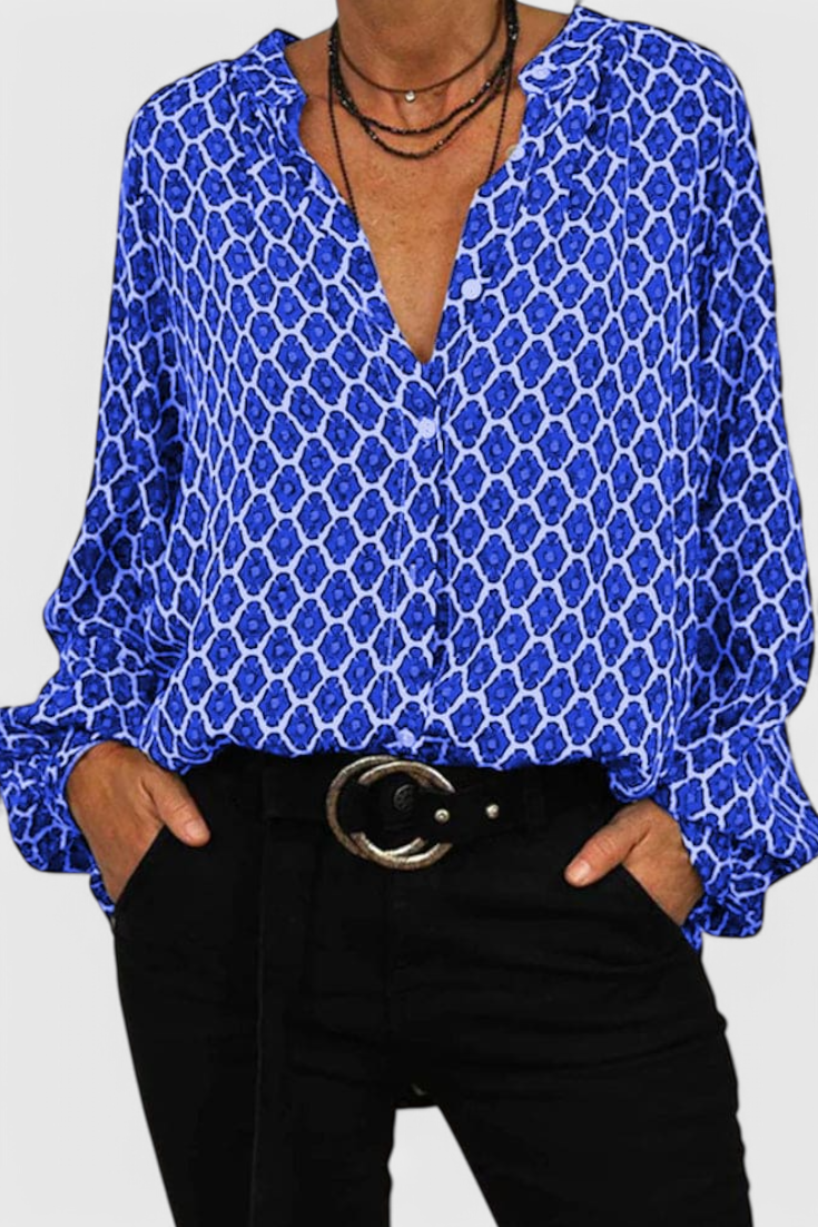 Jemima Blusa de Botones con Estampado Geométrico - Van Moreau Utrecht