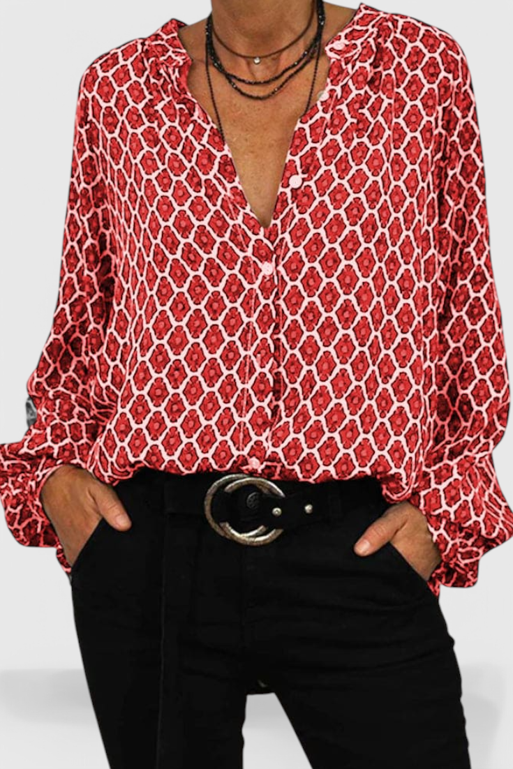 Jemima Blusa de Botones con Estampado Geométrico - Van Moreau Utrecht